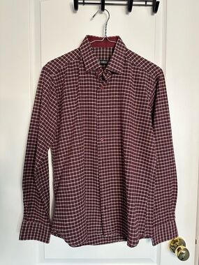 Burgundy Plaid Long-Sleeve Shirt